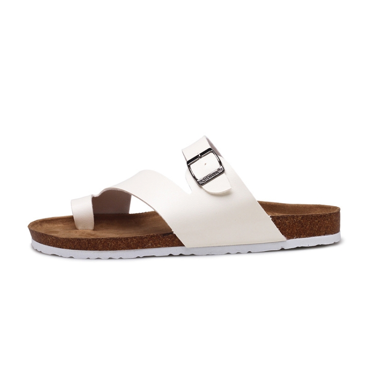 

Couple Cork Slippers Men Summer Flip-flops Beach Sandals, Size: 44(White)
