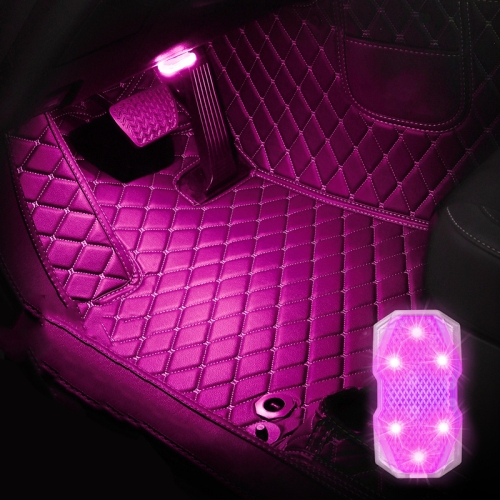 

2 PCS Car Colorful Voice-activated Reading Touch Atmosphere Light, Style: Touch Type (Pink Purple)