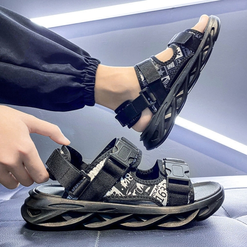 Casual Open Toe Breathable Beach Slippers Beach Sandals For Men Size 40 Black