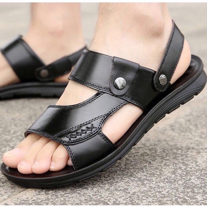 

Non-slip Outer Wear Dual-use Sandals Slippers Men Casual Beach Shoes, Size: 45(Black)