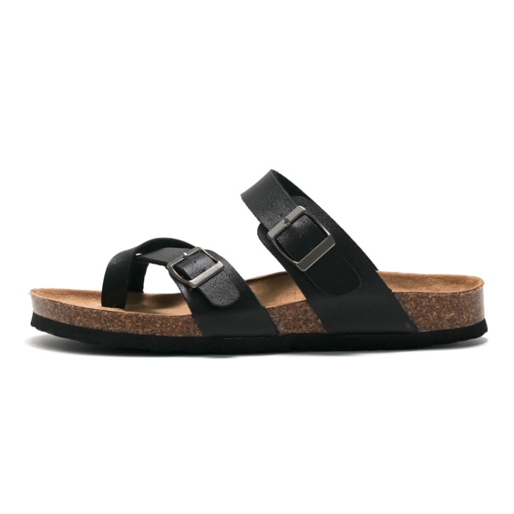 

Ruizu Couple Cork Slippers Beach Shoes Flip Flops, Size: 37(Black)