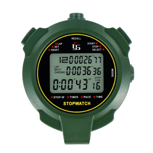 

YS Stopwatch Timer Training Fitness Competition Stopwatch, Style: YS-710 10 Memories(Green)