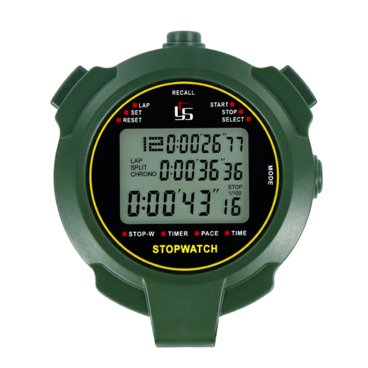 

YS Stopwatch Timer Training Fitness Competition Stopwatch, Style: YS-760 60 Memories(Green)
