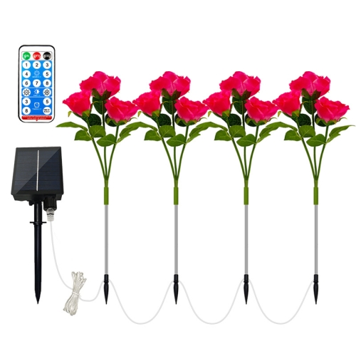 

One for four Roses Solar Lantern LED Garden Decoration Simulation Lantern Waterproof Lawn Light