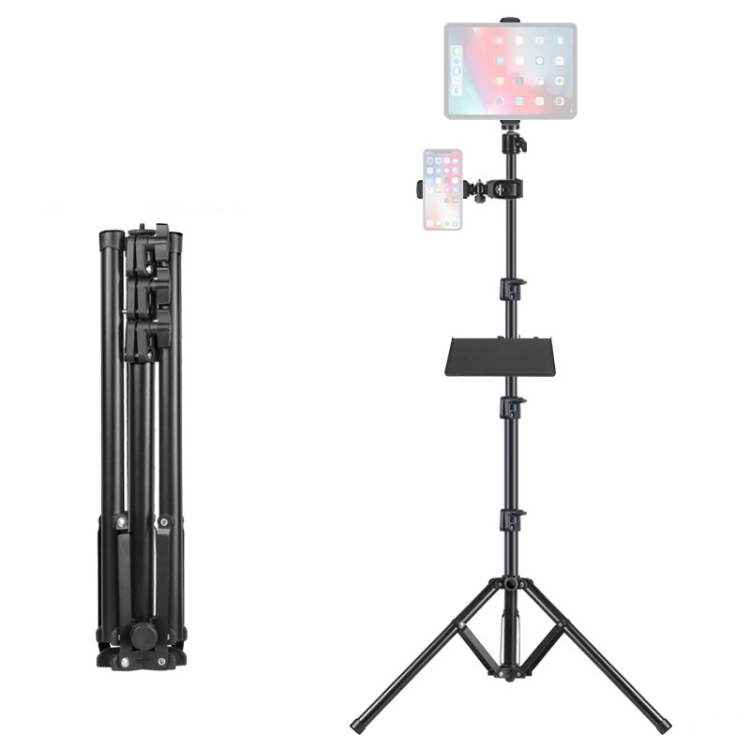 

Thickened Telescopic Reverse Folding Live Bracket, Style: 1.6 m+Single+Flat Clip+Shelf