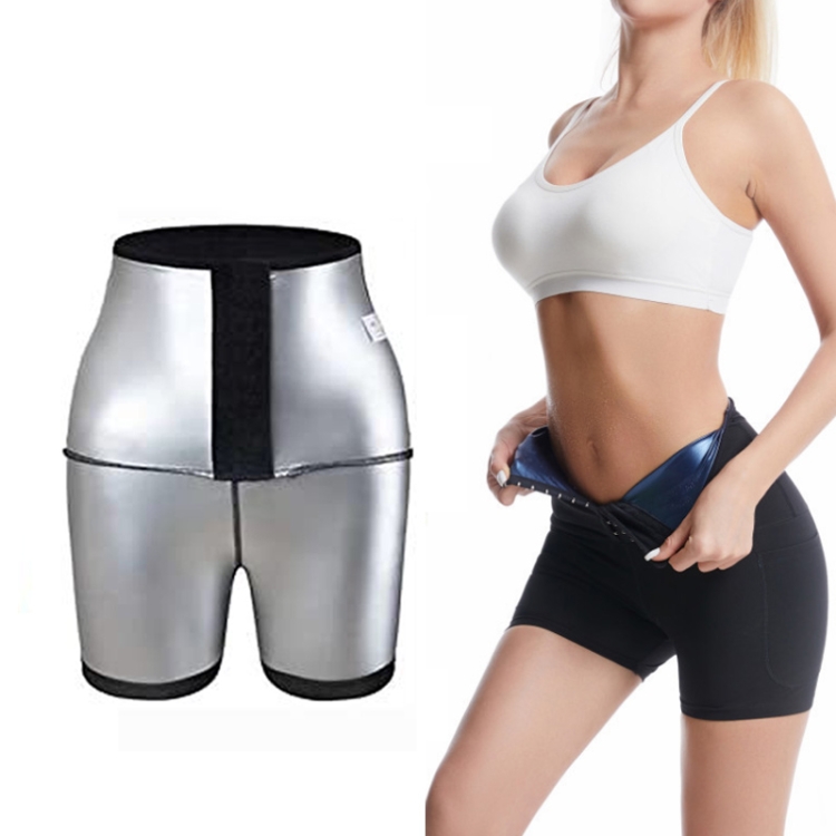 

Women High Waist Breasted Hip Lifting Pants With Pocket, Color: Silver Painted 3-point, Size: XL