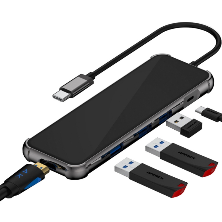 

6 in 1 Mirror Glass Type-c to HDMI 4K USB 3.0 HUB(One To Five)