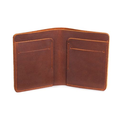 

Men First Layer Leather Handmade Short Wallet, Color: Vertical (Brown)