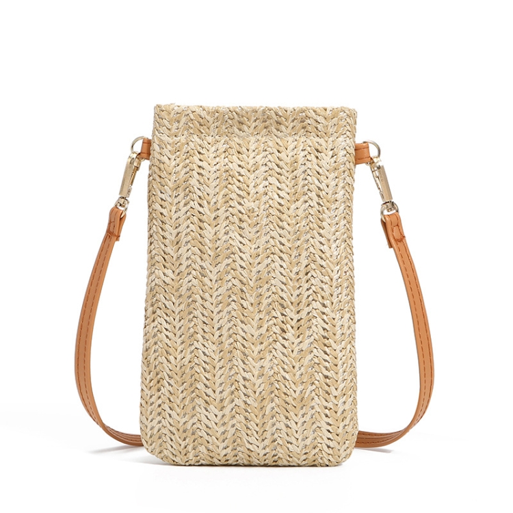 

Summer Beach Bag Ladies One Shoulder Mobile Phone Bag Straw Coin Purse, Color: Cream