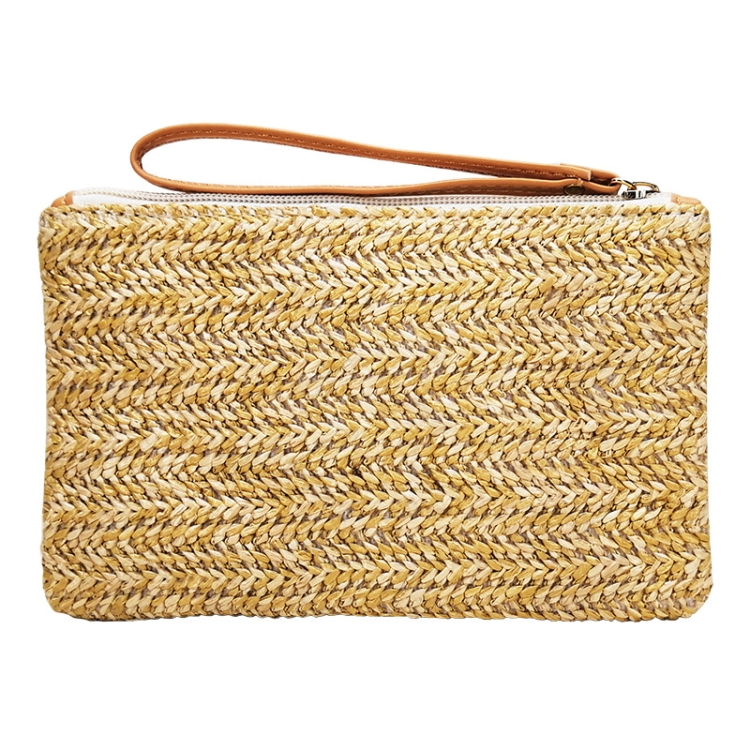 

Ladies Straw Clutch Coin Purse Summer Beach Bag, Color: Large Beige With Zipper Bag