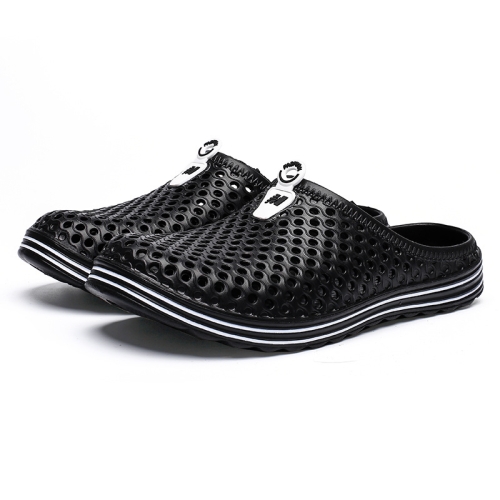 

X902 Summer Beach Shoes Non-slip Flip Llops Couple Slippers Men Hole Shoes, Size: 45(Black)