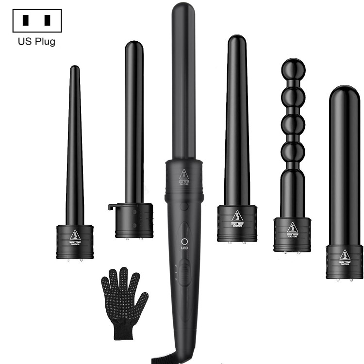 

6 In 1 Tube Changed LED Display Tourmaline Ceramic Hair Curler(US Plug)