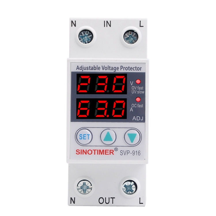 

SINOTIMER SVP-916 Adjustable Self-resetting Over-voltage Under-voltage Protector, Current: 63A