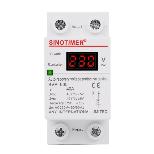 

SINOTIMER 220V LED Digital Display Delay Automatic Reset Under-voltage Protector(SVP-60L)