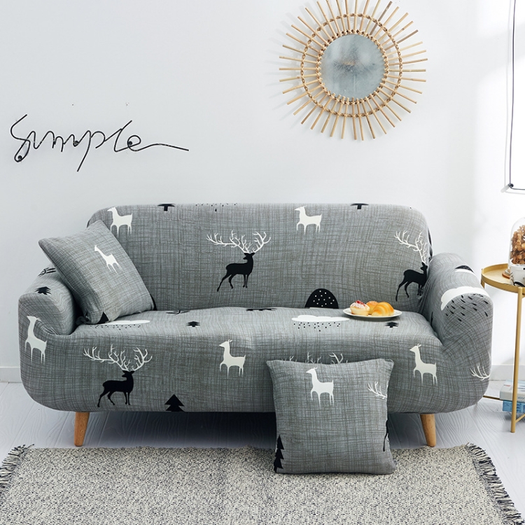 

Fabric High Elastic All Inclusive Lazy Sofa Cover, Size: 4 Persons(Wind Cloud Gray)
