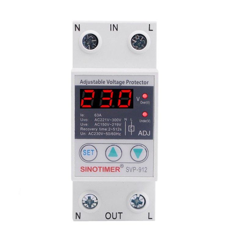 

SINOTIMER SVP-912 Adjustable Self-resetting Intelligent Under-voltage Protector, Current: 63A