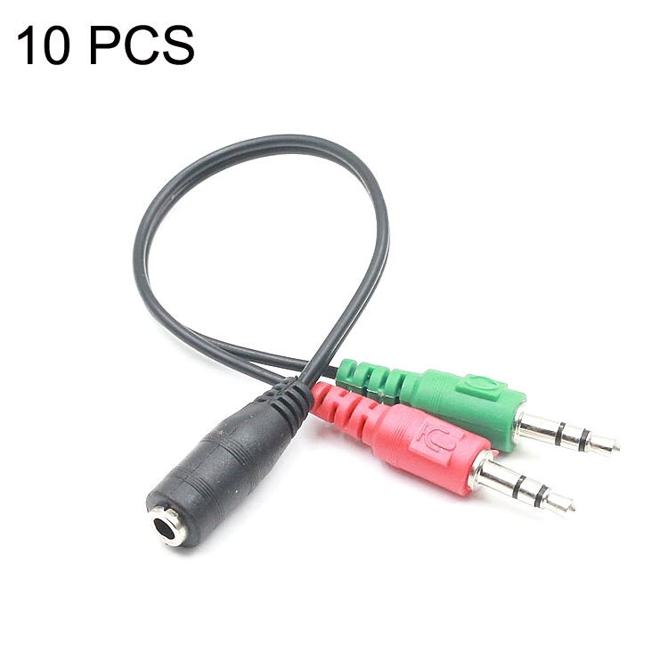 

10 PCS 2 In 1 3.5mm Computer Headset Adapter Headphone Splitter(Nickel Plated)