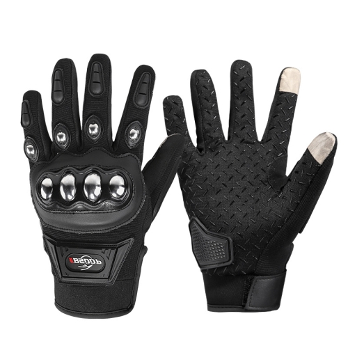 

BSDDP RH-A0133 Anti-Drop Stainless Steel Hard Shell Breathable Anti-Slip Ridding Gloves, Size: M(Black)