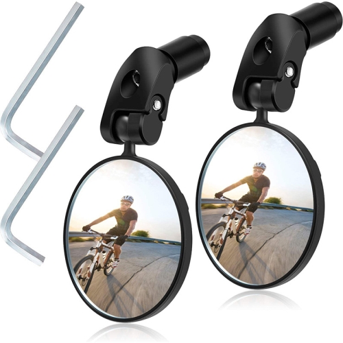 

2 PCS Bicycle Convex Rearview Mirror Large View 360 Degree Rotating Mirror