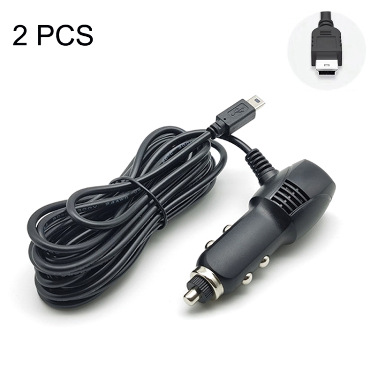 

2 PCS Car Charger Fast Charging Driving Recorder Supply Line, Style: 1.5A+2.4A(Mini Straight Head)