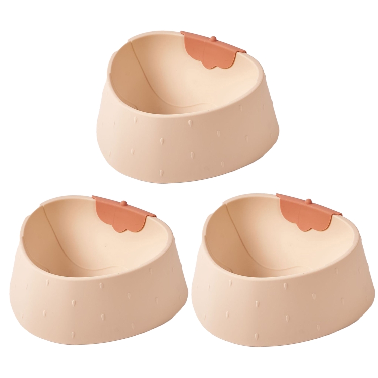 

3 PCS Strawberry Shape Pet Bowl Cat Cartoon Anti-Slip Bowl(Pink)