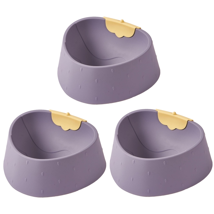 

3 PCS Strawberry Shape Pet Bowl Cat Cartoon Anti-Slip Bowl(Gray)