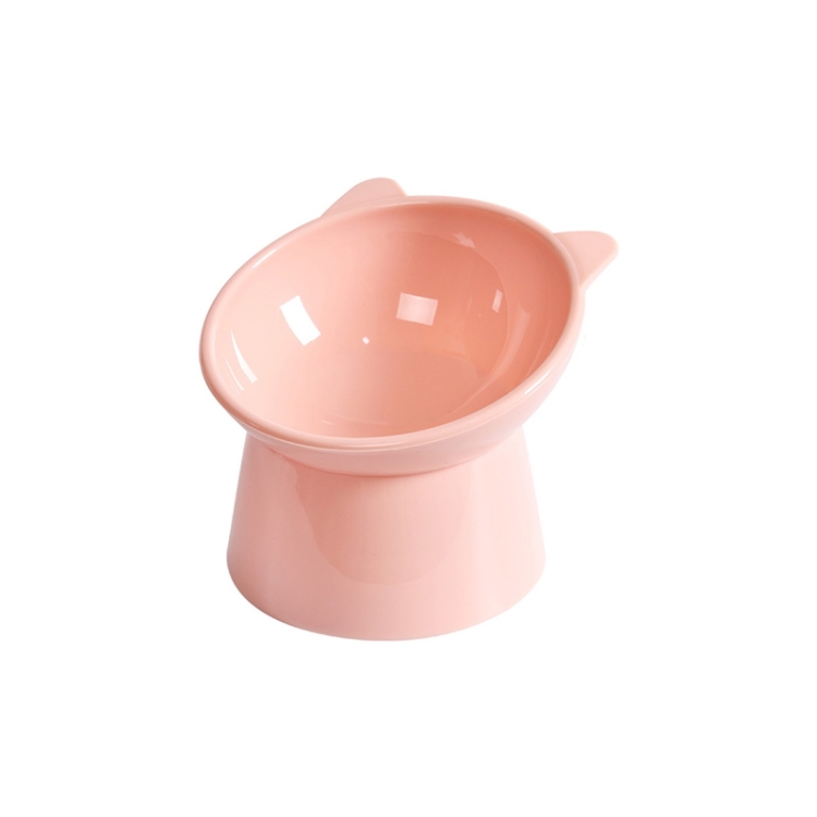 

2 PCS Pet Tall Protection Cervical Slant Mouth Food Bowl Anti-overturning Plastic Cat Bowl(Pink)