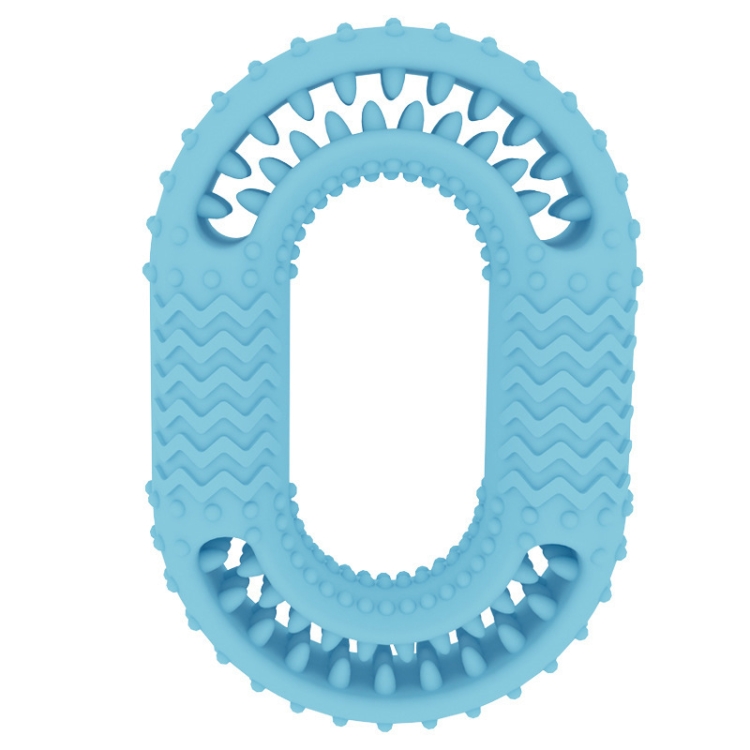 

2 PCS Dog Circle Clean Teeth Fun Interactive Training Biting Toys(Light Blue)