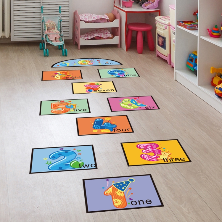 

2 PCS Digital Jumping Grid Game Floor Paste Preschool Ground Decoration For Children(zsz1345)
