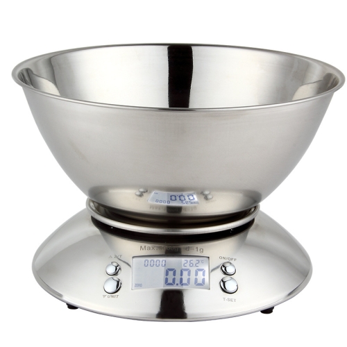 

5kg/1g High Precision Kitchen Scale Roasting Electronic Scale Coffee Scale with Alarm Timer(Silver)
