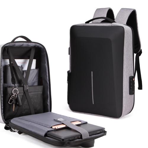 

Hard Shell Backpack Alloy Frame Anti-Theft Computer Bag For Men, Color: 8001 Gray