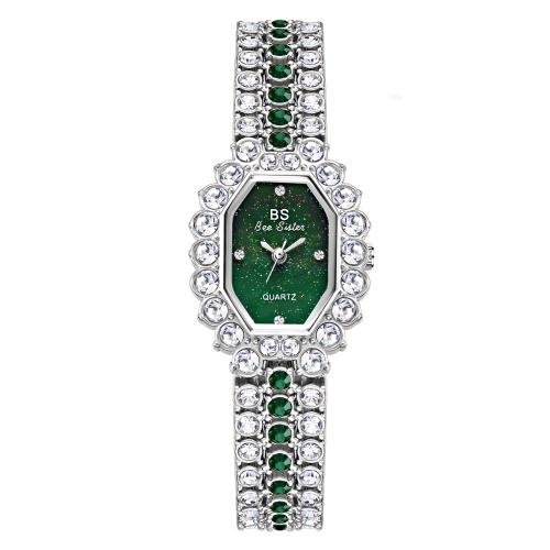 

BS Bee Sister FA1581 Niche Glitter Full Diamond Women Watch(Silver Green)