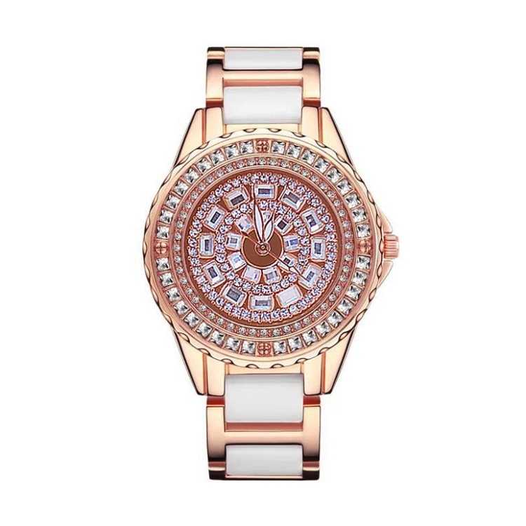 

BS Bee Sister FA1490 Ladies Diamond-Set Ceramic Strap Watch(Rose Gold)