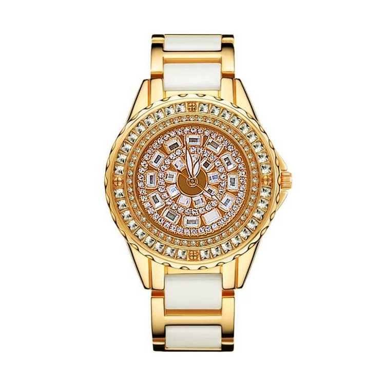 

BS Bee Sister FA1490 Ladies Diamond-Set Ceramic Strap Watch(Gold)