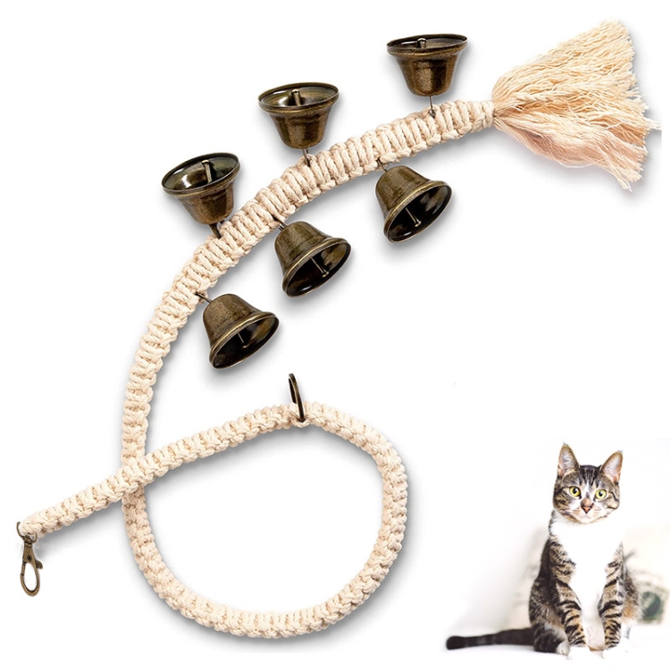 

Dog Doorbell Dog Trainer Hanging Rope Funny Cat Toy,Style: Braided Open Mouth Bell - Bronze