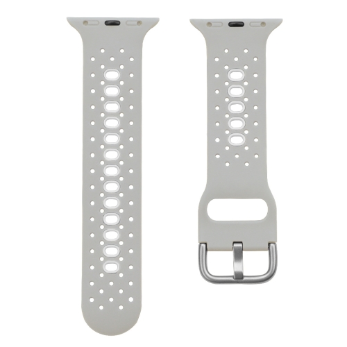 

2 PCS Two Color Silicone Porous Watch Bands For Apple Watch, Specification: 38/40mm L(Gray+White)