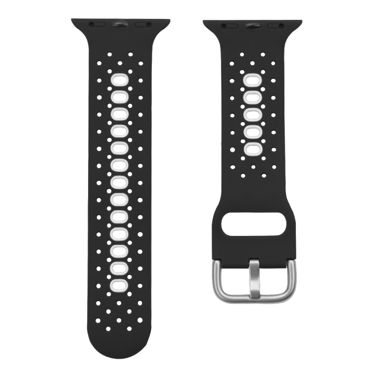

2 PCS Two Color Silicone Porous Watch Bands For Apple Watch, Specification: 42/44mm S(Black+White)