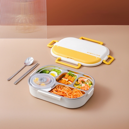 

Stainless Steel Portable Compartment Insulated Lunch Box(5 Grid Medium Yellow)