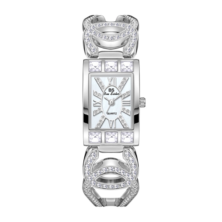 

BS Bee Sister FA0969 Square Dial Link Watch Full Diamond Ladies Watch(Silver)