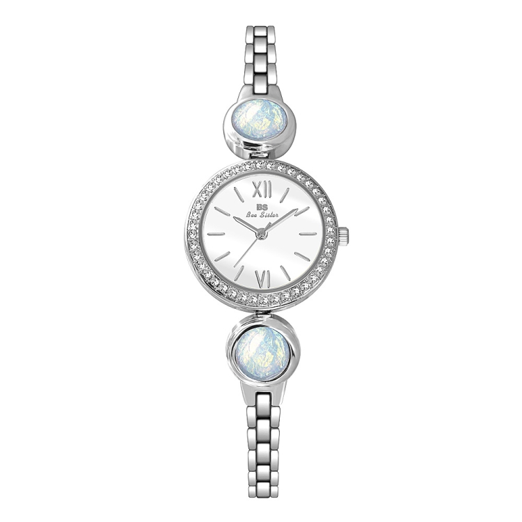

BS Bee Sister FA1649 Retro Malachite Small Green Watch Temperament Ladies Watch(Silver White)