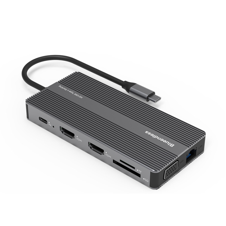 

Blueendless Type-C+USB 3.0/2.0+VGA+3.5mm Audio Interface HUB(12 in 1)