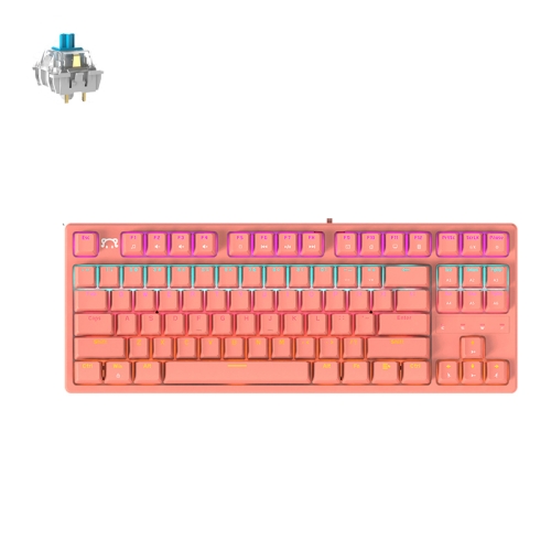 

Ajazz STK130 87-Key Customize RGB Keyboard, Cable Length:1.6m, Color: Pink Blue Shaft