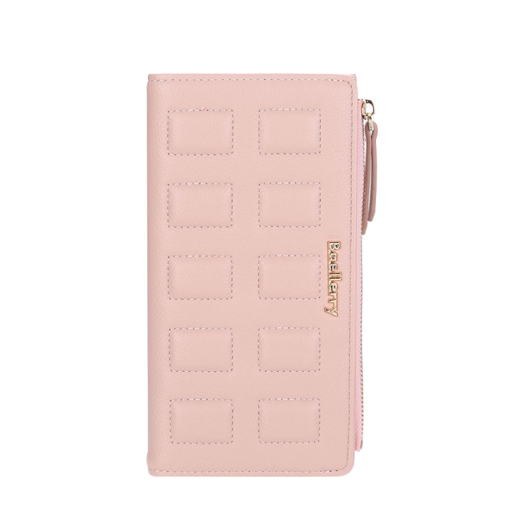 

Baellerry Ladies Long Wallet Multi-Card Buckle Coin Purse Lychee Pattern Zipper Card Holder(Pink)