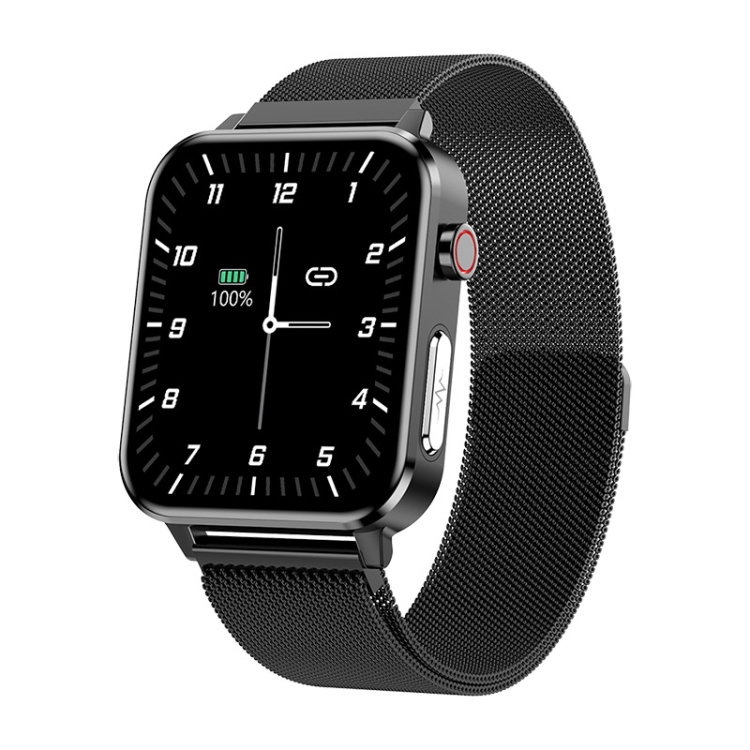 

LOANIY E86 1.7 Inch Heart Rate Monitoring Smart Bluetooth Watch, Color: Black Steel