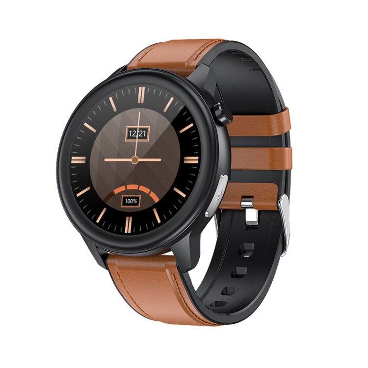 

LOANIY E80 1.3 Inch Heart Rate Detection Smart Watch, Color: Brown Leather