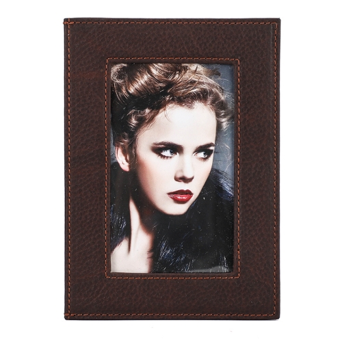 

CONTACTS FAMILY 6 Inch Vintage Full Grain Leather Photo Frame Stand(Coffee)