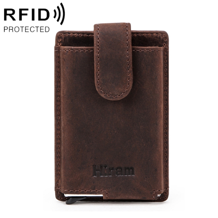 

H-iram RFID Anti-theft Automatic Business Card Case Aluminum Alloy Coin Purse(Coffee)