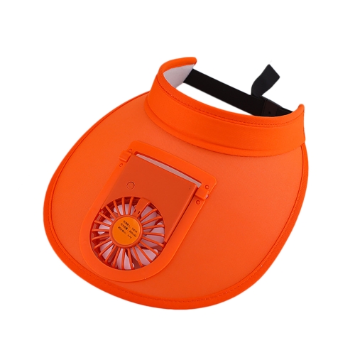 

USB Rechargeable Fan Hat Summer Sunshade Large Brim Empty Top Sun Hat(Orange Red)