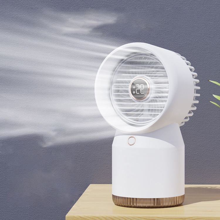 

Spray Humidified LED Digital Display Office Home Fan, Style: USB Direct Plug(White)