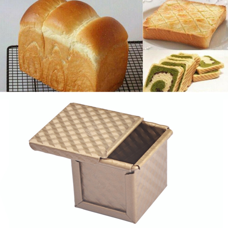 Square Toast Box Non-Stick Water Cube Toast Mold, Style: 8832 8x7.5x6.5cm  Ripple Gold